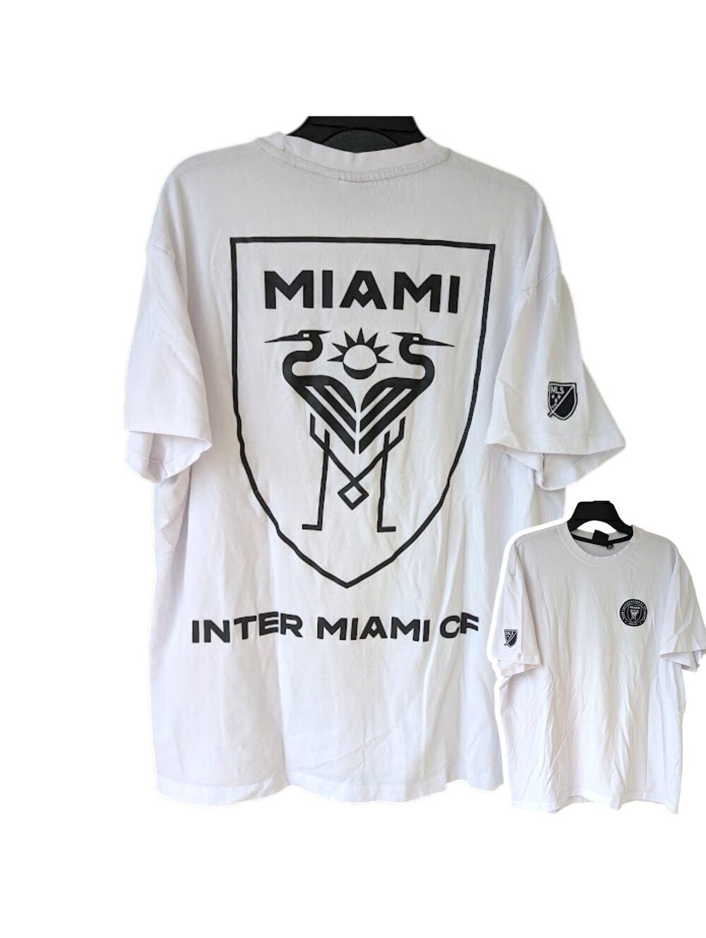 Inter Miami CF MLS T-Shirt Mens Large White Streetwear Soccer Tee 24x28 Cotton
